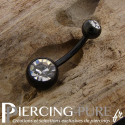 Piercing Nombril Blackline Cristaux blancs