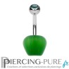 Piercing Acier pomme verte et Pierre verte