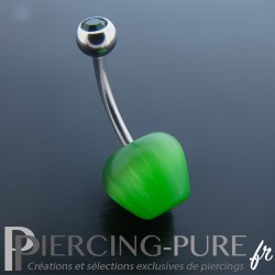 Piercing Acier pomme verte et Pierre verte