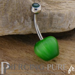 Piercing Acier pomme verte et Pierre verte