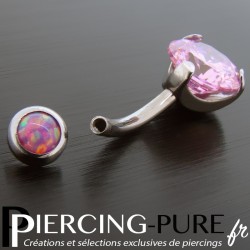 Barbell Piercing Nombril Acier Chirurgical 316L | Boules Cristal Époxy | Filetage Interne 10mm