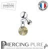 Piercing oreille cartilage Swarovski element Rivoli 6mm Crystal Gold Patina