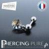 Piercing oreille cartilage Swarovski element Rivoli 6mm Crystal Gold Patina