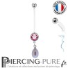 Piercing Nombril Grossesse Perle de culture Rose