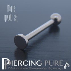 Piercing Langue Titane Bille et disque 4mm - Pas de vis interne