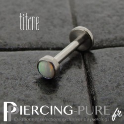 Piercing labret titane interne opale blanche