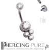 Piercing nombril Titane 5 disques de cristaux blancs