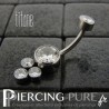Piercing nombril Titane 5 disques de cristaux blancs