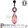 Piercing Nombril Blackline Rose Poire Crystal Astral Pink 16mm