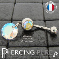 Piercing Nombril Acier Classic Cut Crystal AB