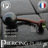 Piercing Nombril Titane Dark Bronze Perle de culture Noire Cristal Vert