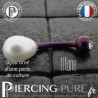 Piercing Nombril Titane Dark Purple Perle de culture Blanche Cristal Blanc