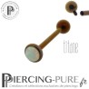 Piercing Langue Titane Dark Bronze Opale blanche 5mm
