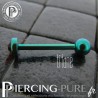 Piercing Langue Titane Vert Cristal rouge 5mm