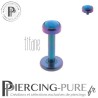 Piercing labret titane bleu violet interne opale bleue
