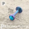 Piercing labret titane bleu violet interne opale bleue