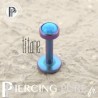 Piercing labret titane bleu violet interne opale bleue