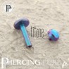 Piercing labret titane bleu violet interne opale bleue