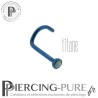 Piercing Nez Titane bleu nuit et opale bleu claire