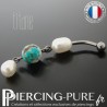 Piercing Titane interne Trio Perles de culture et turquoise