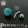 Piercing Nombril Titane bleu clair et boule de Cristaux bleu clairs