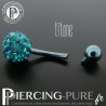 Piercing Nombril Titane bleu clair et boule de Cristaux bleu clairs