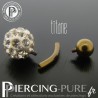 Piercing Nombril Titane bronze et boule de Cristaux blancs