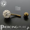 Piercing Nombril Titane bronze et boule de Cristaux blancs