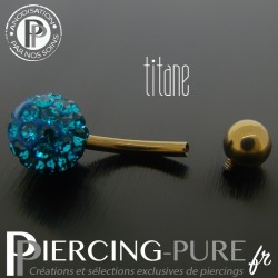 Piercing Nombril Titane bronze et boule de Cristaux turquoises
