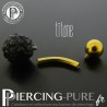 Piercing Nombril Titane doré et boule de Cristaux noirs