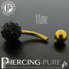 Piercing Nombril Titane doré et boule de Cristaux noirs