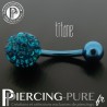 Piercing Nombril Titane bleu et boule de Cristaux turquoises