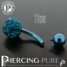 Piercing Nombril Titane bleu et boule de Cristaux turquoises