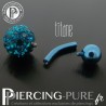 Piercing Nombril Titane bleu et boule de Cristaux turquoises
