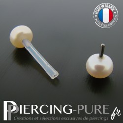 Piercing Téton flexible Perles de culture bouton blanches