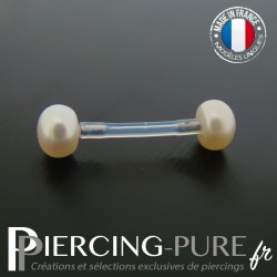 Piercing Téton flexible Perles de culture bouton blanches