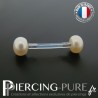 Piercing Téton flexible Perles de culture bouton blanches