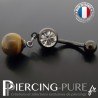 Piercing Nombril Blackline et pierre oeil de tigre pendante
