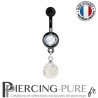Piercing Nombril Blackline et pierre howlite pendante