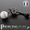 Piercing Nombril Blackline et pierre howlite pendante