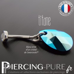 Piercing Nombril Titane interne Poire Jet Shimmer