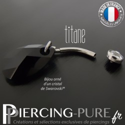 Piercing Nombril Titane interne Poire Jet Shimmer