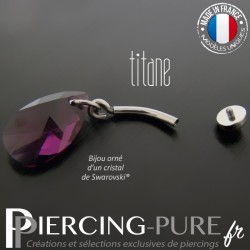 Piercing Nombril Titane interne Poire violette