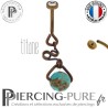 Piercing Nombril Titane interne anodisé Dark Bronze et turquoise modèle 1
