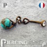 Piercing Nombril Titane interne anodisé Dark Bronze et turquoise modèle 1