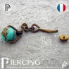 Piercing Nombril Titane interne anodisé Dark Bronze et turquoise modèle 1