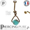 Piercing Nombril Titane interne anodisé Dark Bronze et turquoise modèle 2
