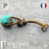 Piercing Nombril Titane interne anodisé Dark Bronze et turquoise modèle 2
