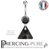 Piercing Nombril Acier triangle Swarovski Elements® Jet