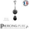 Piercing Nombril Acier avec mini poire 8mm Swarovski® element jet